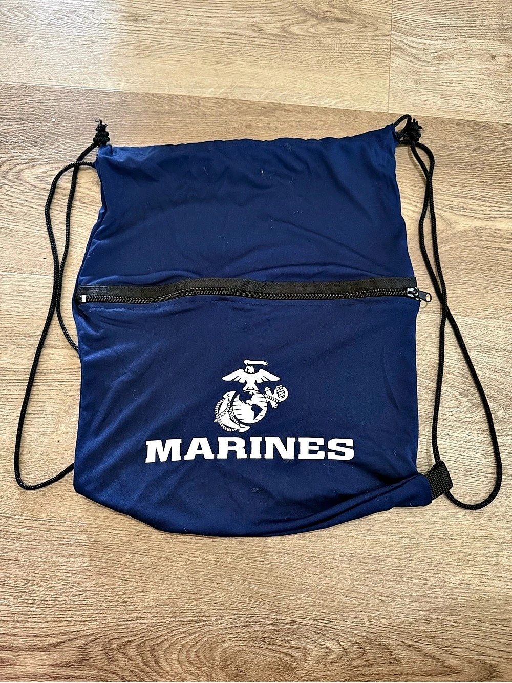 US Marines Blue & Black Drawstring Backpack